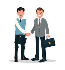 Business handshake. Vector illustration in a flat style.