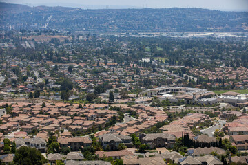 Daytime elevated city view of Yorba Linda, California, USA.