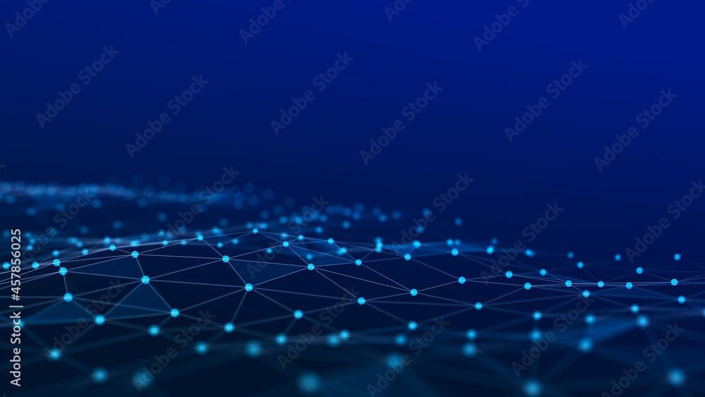 Poster abstract blue futuristic background. technological wave of information data flow. 3d rendering.