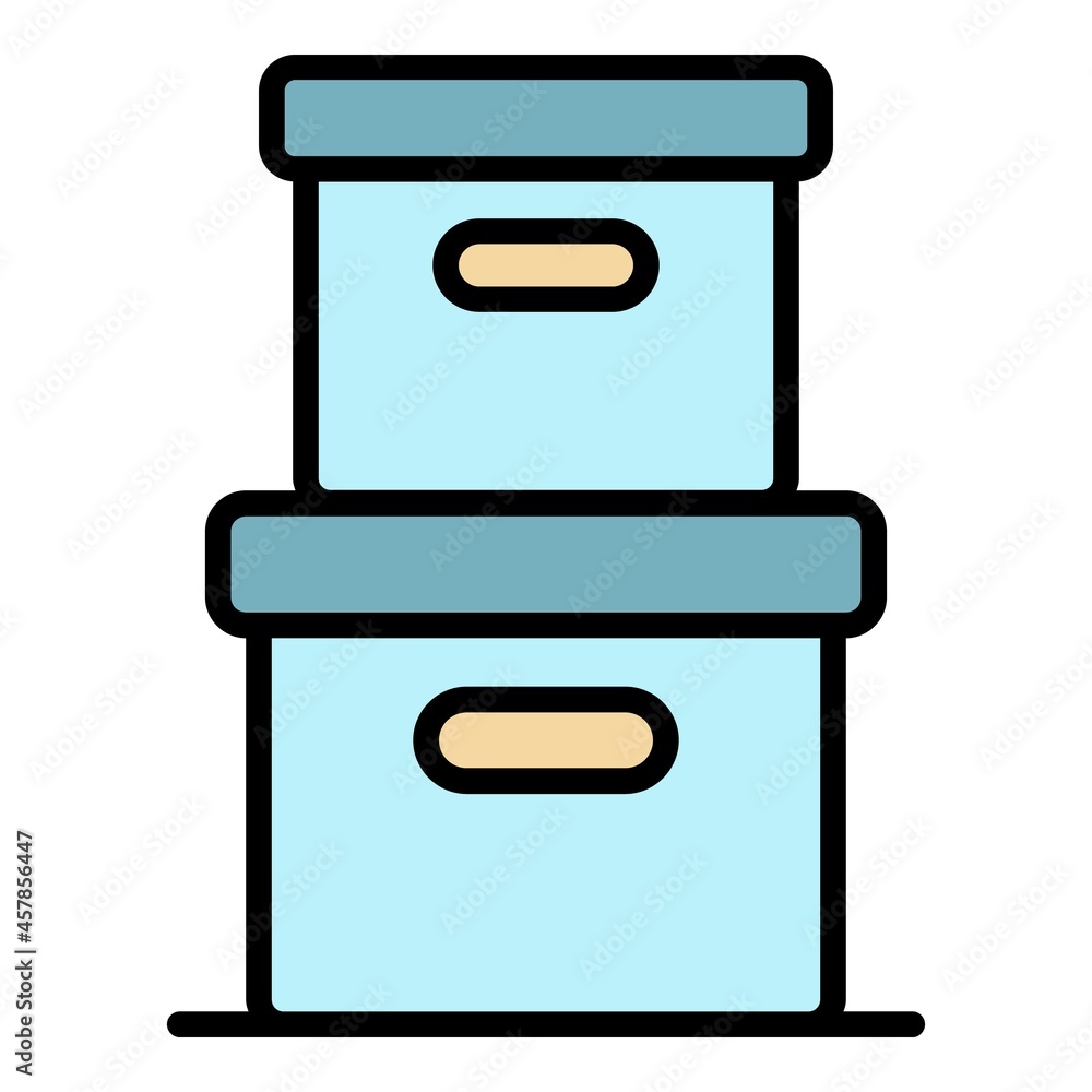 Poster stack delivery box icon. outline stack delivery box vector icon color flat isolated