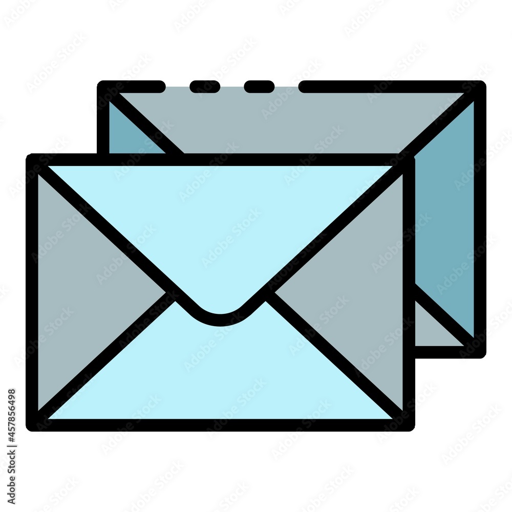 Poster stack envelope icon. outline stack envelope vector icon color flat isolated