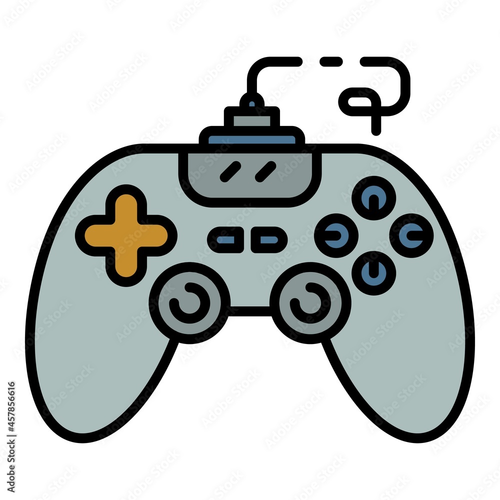 Poster joystick icon. outline joystick vector icon color flat isolated