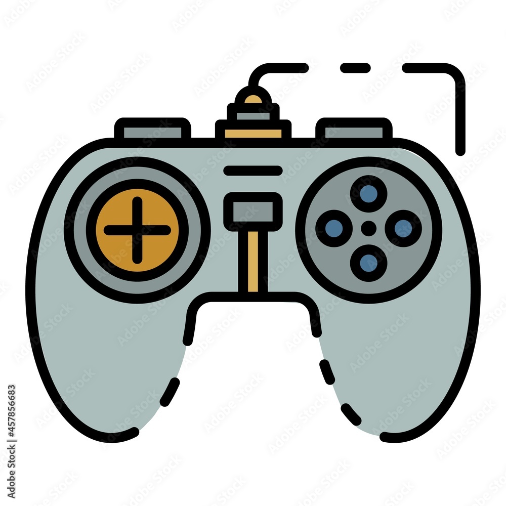 Poster game joystick icon. outline game joystick vector icon color flat isolated