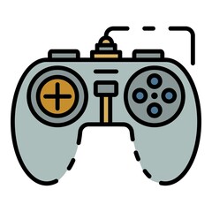 Game joystick icon. Outline game joystick vector icon color flat isolated