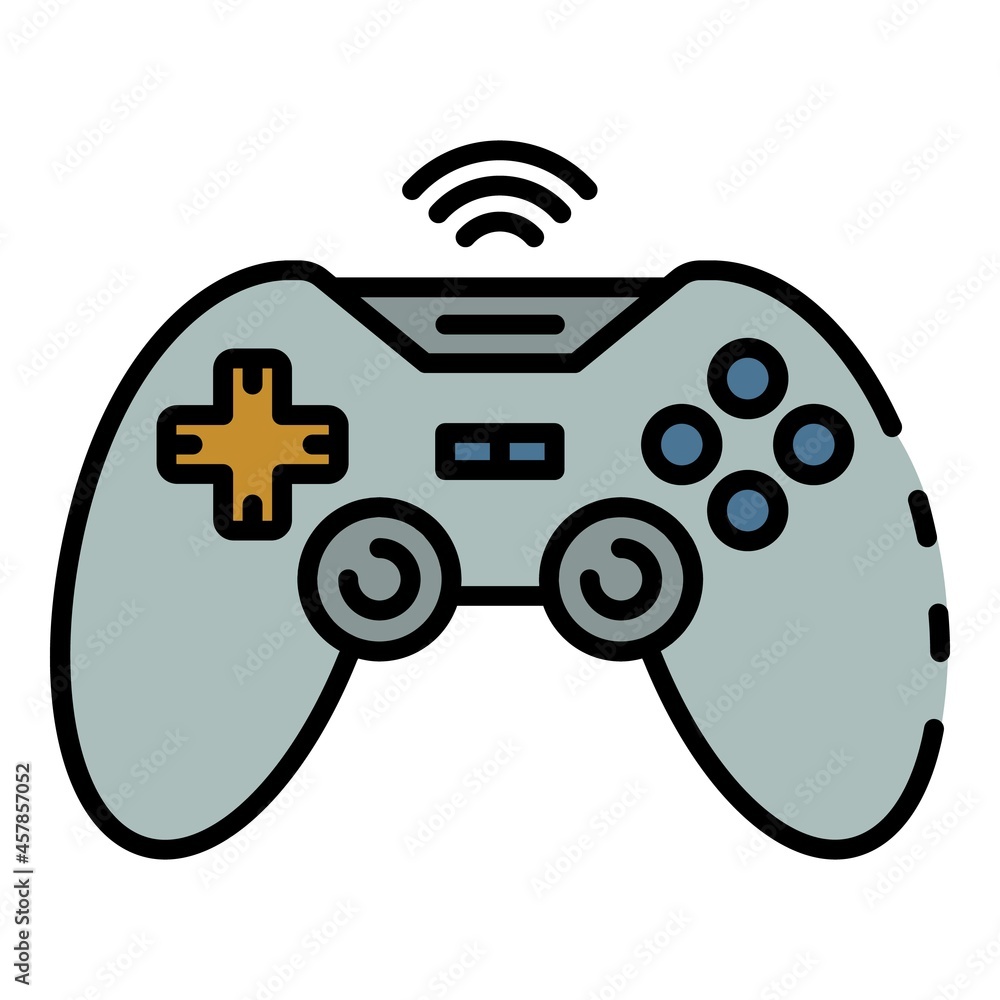 Poster wireless game joystick icon. outline wireless game joystick vector icon color flat isolated