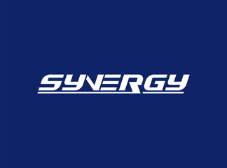 Synergy text, company logo design.