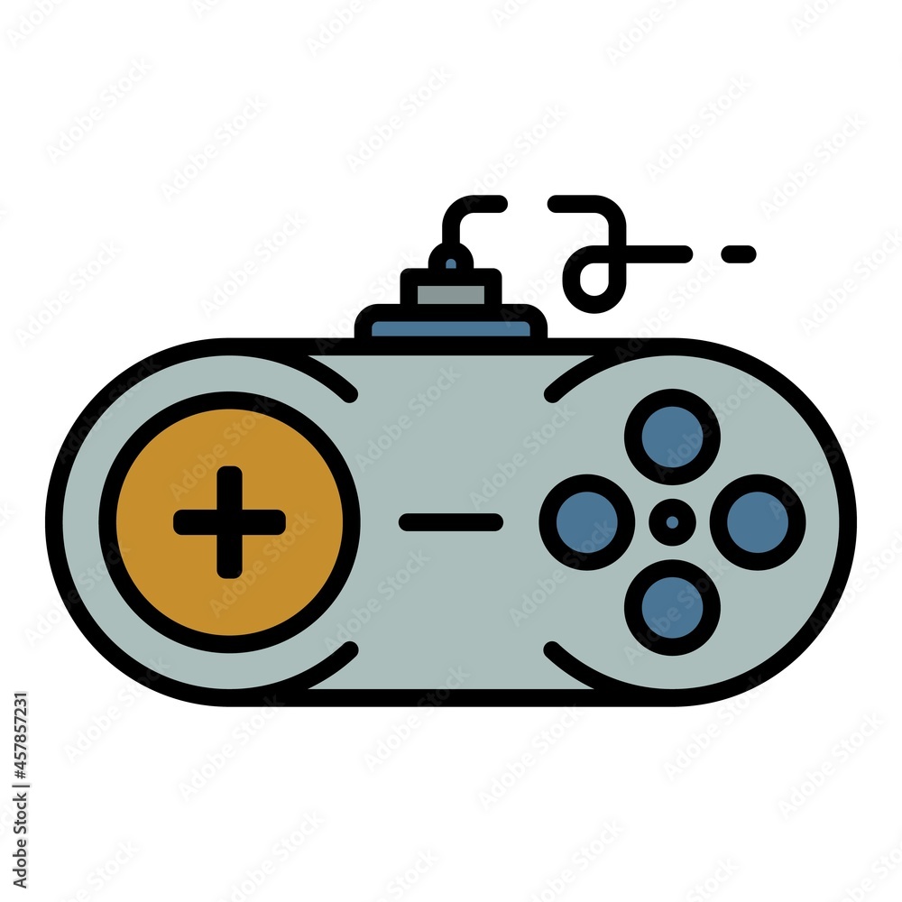 Poster console joystick icon. outline console joystick vector icon color flat isolated