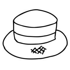 ストローハットの線画イラスト