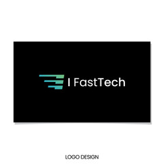 I LETTER FAST TECH LOGO DESIGN VECTOR