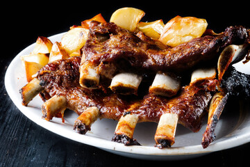 rustic barbequed pork ribs