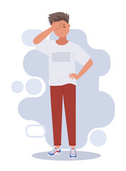 Man with a gestures facepalm. Headache, disappointment or shame. Vector illustration.