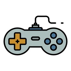 Machine joystick icon. Outline machine joystick vector icon color flat isolated