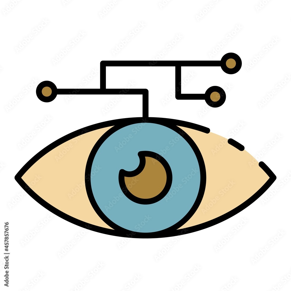 Poster artificial learning eye icon. outline artificial learning eye vector icon color flat isolated
