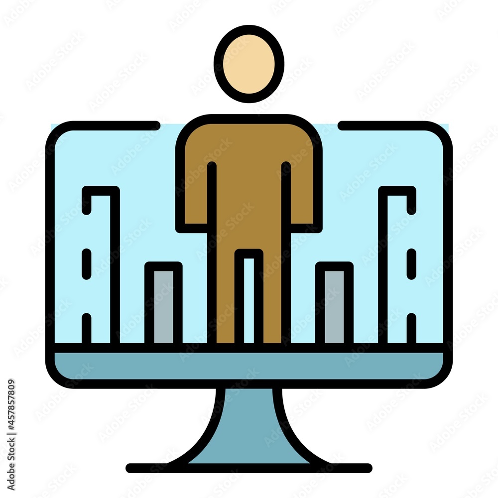Poster online web learning icon. outline online web learning vector icon color flat isolated
