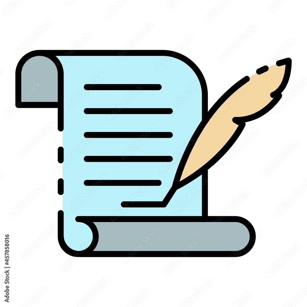 Poster papyrus learning icon. outline papyrus learning vector icon color flat isolated