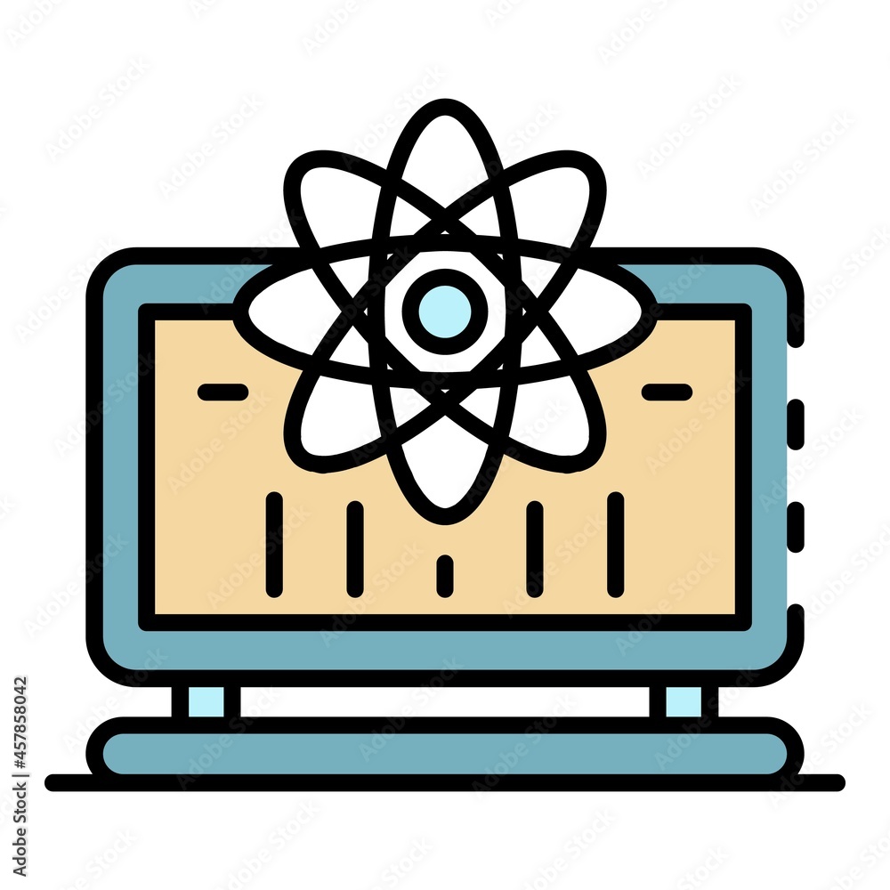 Poster computer learning icon. outline computer learning vector icon color flat isolated