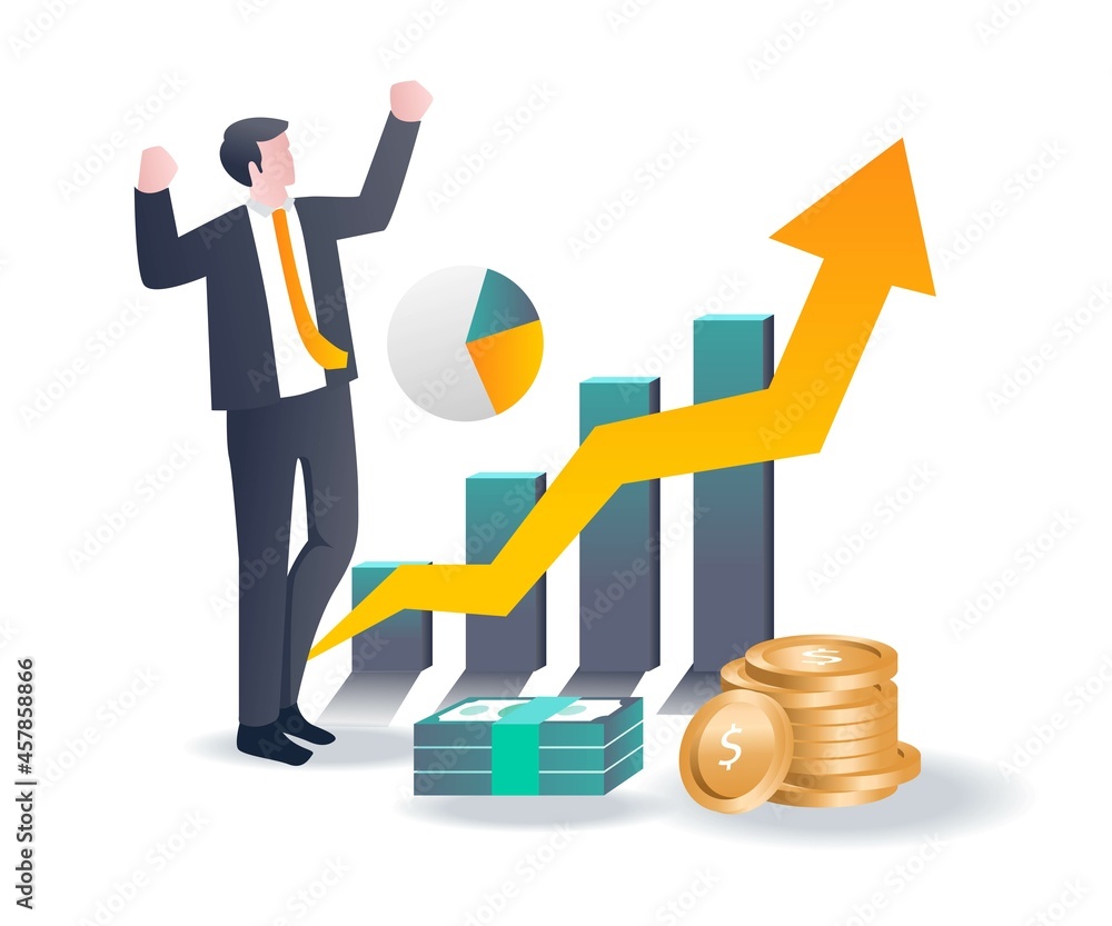 Poster flat design concept the business is experiencing growth