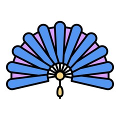 Foldable hand fan icon. Outline foldable hand fan vector icon color flat isolated © ylivdesign