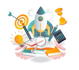 Illustration about school and learning investment business