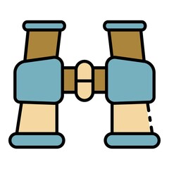 Hunter binoculars icon. Outline hunter binoculars vector icon color flat isolated