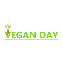 Banner for vegetarianism day. Vector illustration on white background slogan and vegetable carrot
