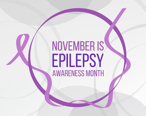 Epilepsy Awareness Month concept. Banner template with purple ribbon and text.  Vector illustration.