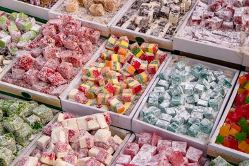 Assorted Turkish Delight bars. Sugar coated soft candy