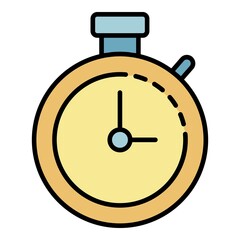 Stopwatch icon. Outline stopwatch vector icon color flat isolated