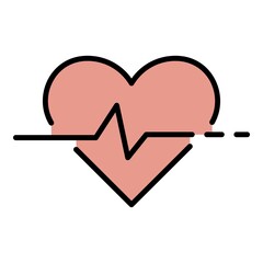 Heart rate icon. Outline heart rate vector icon color flat isolated