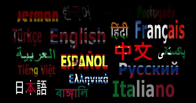 Diferentes idiomas del mundo con banderas