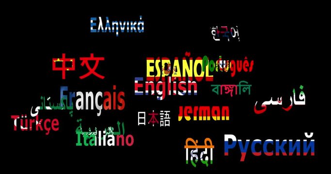 Idiomas del mundo con banderas nacionales
