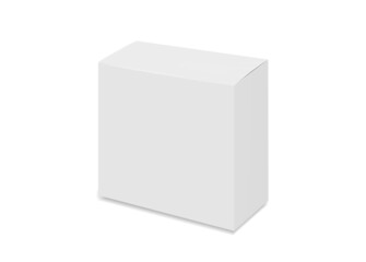 Vector realistic white box mockup. closed package. blank template for food, cosmetics, medicines and other goods. 3d vector illustration. Ready for your design. EPS10.