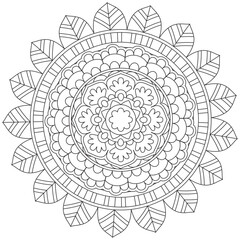 Leaf Flower Petal Coloring Mandala Art Simple Graphic Shape Vector Floral Oriental Outline Vintage Decorative Elements Pattern Illustration Islam Arabic Indian Turkish Mystic Religion Morals Lotus
