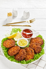 baked pork patties with browned cheese crust
