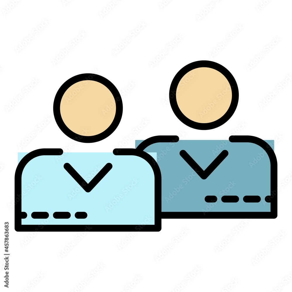 Poster call center agents icon. outline call center agents vector icon color flat isolated
