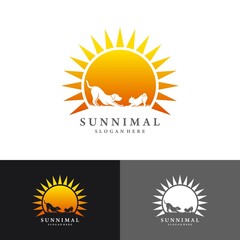 Sunnimal pet care landscapes Horse, Dog, Cat vector illustration design © oct