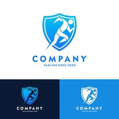 Running Man silhouette Logo, Marathon, sports club vector illustration design