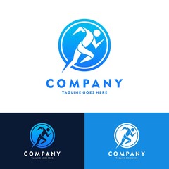 Running Man silhouette Logo, Marathon, sports club vector illustration design