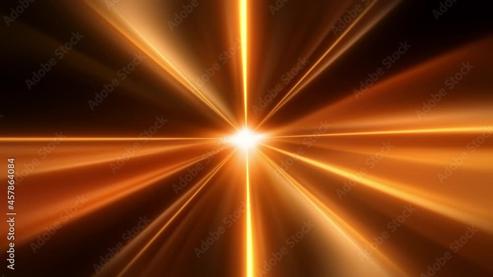 Poster abstract loop rotating orange glow flare light sparking with center flare light emitted from the cen