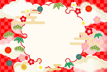 2022年寅年年賀状-和柄寅賀詞付き