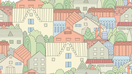 seamless texture with cozy town for your design