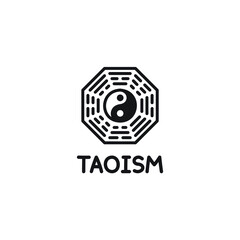 Fototapeta premium Taoism yin and yang logo kawaii doodle flat vector illustration icon