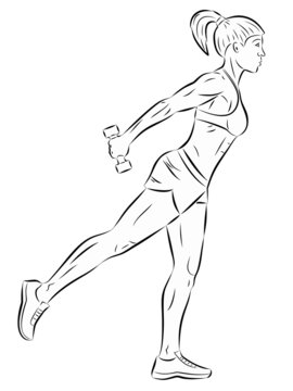 illustration of a fitness woman  , vector drawing