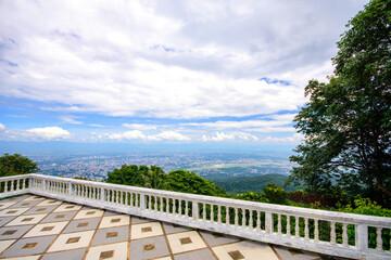 View point the city of Chiang Mai. Airport view from Wat Phra That Doi Suthep..