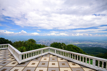View point the city of Chiang Mai. Airport view from Wat Phra That Doi Suthep..