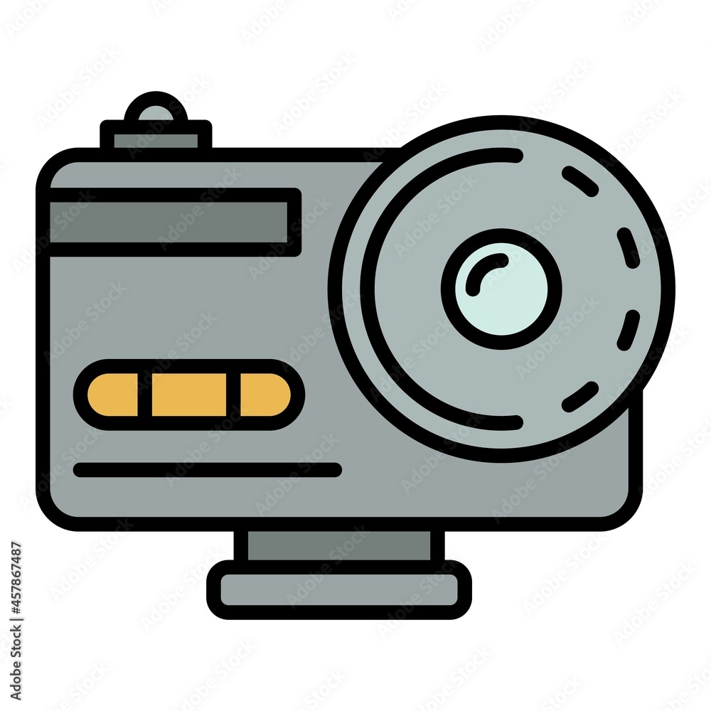 Aufkleber action camera icon. outline action camera vector icon color flat isolated