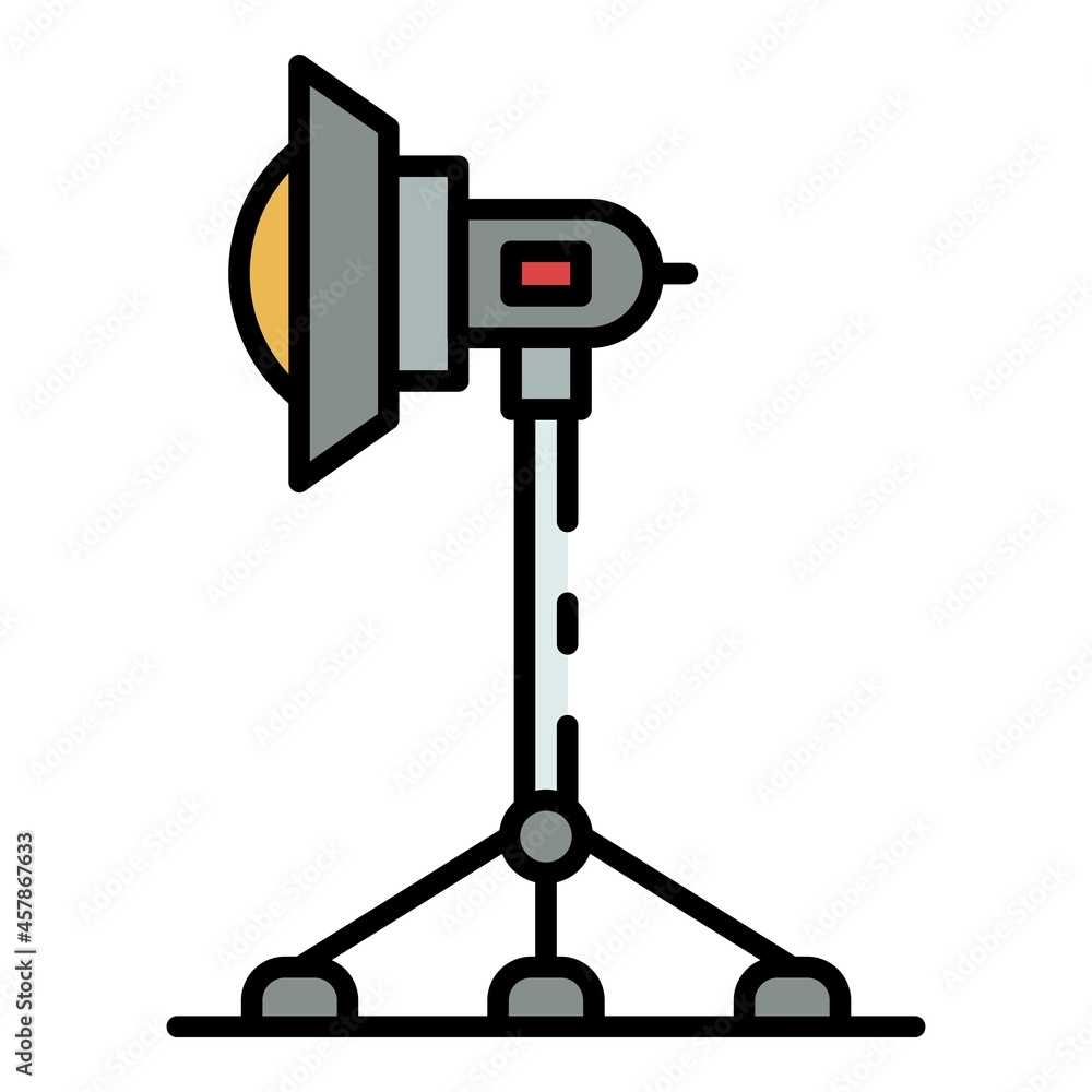 Wall mural cinema light on tripod icon. outline cinema light on tripod vector icon color flat isolated