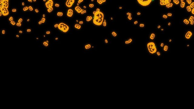 空から降ってくるジャック・オー・ランタン ハロウィンのかぼちゃ アブストラクト背景