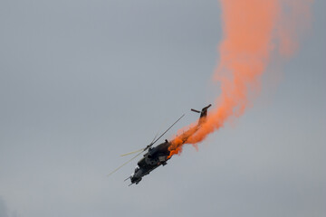 NATO Days 2021, Ostrava, Czechia - September - 18: NATO (North Atlantic Treaty Organization). Wavy and undulated flag of defense alliance and partnership is floating in the air. Documentary of event.