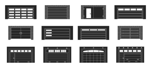 Garage door vector black set icon.Vector illustration roller gate on white background . Isolated black set icon garage door.